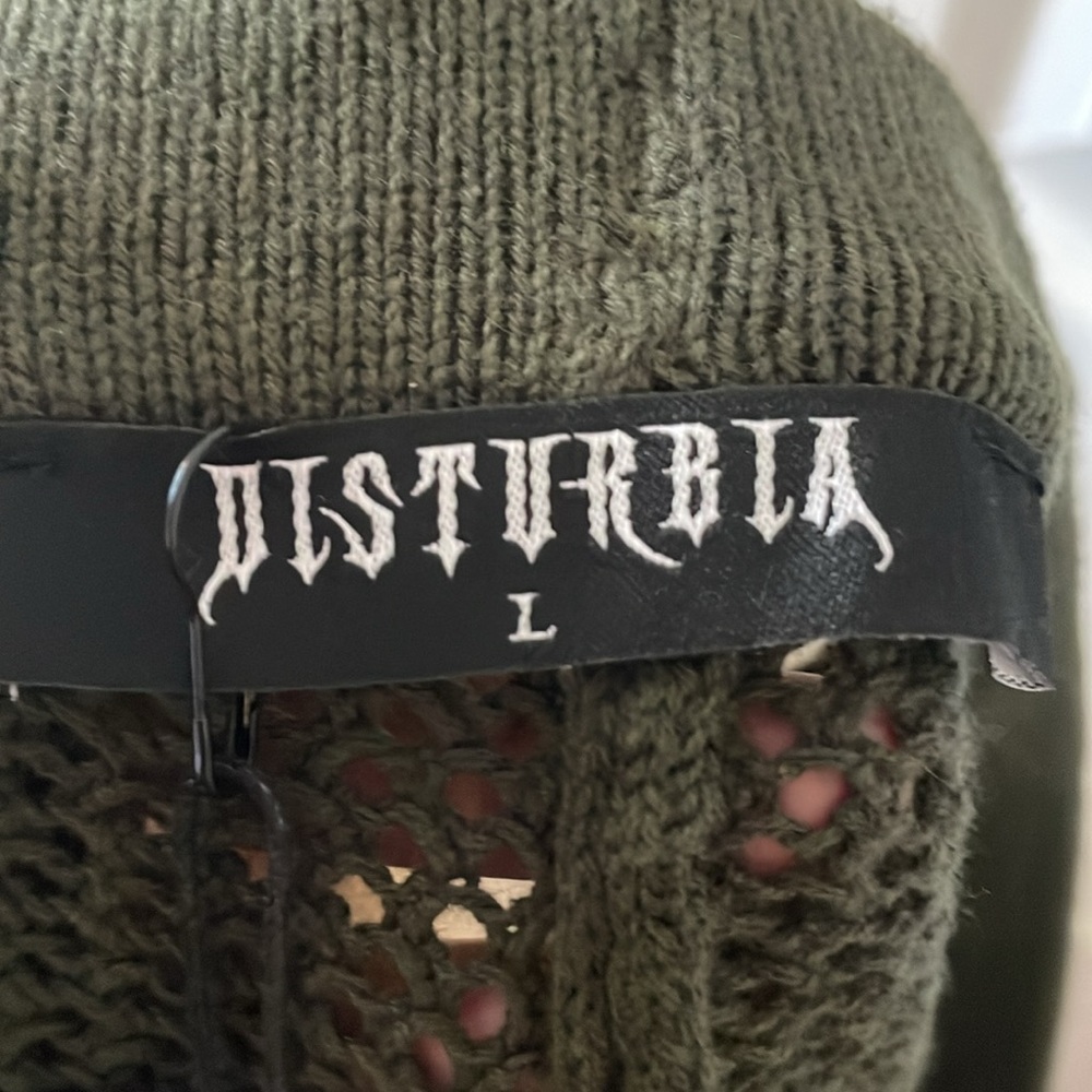Disturbia tulip jacquard knit shorts olive army green gothic vampire - Picture 7 of 9